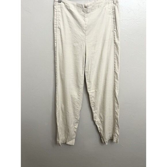 J.Jill Linen Stretch Pants Womens Size 12 Beige Casual Khaki 29” inseam - Picture 2 of 8
